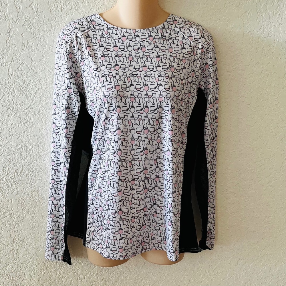 Women’s Sansoleil UV 50 Cooling Fabric Wine Glass Design Long Sleeve Top M